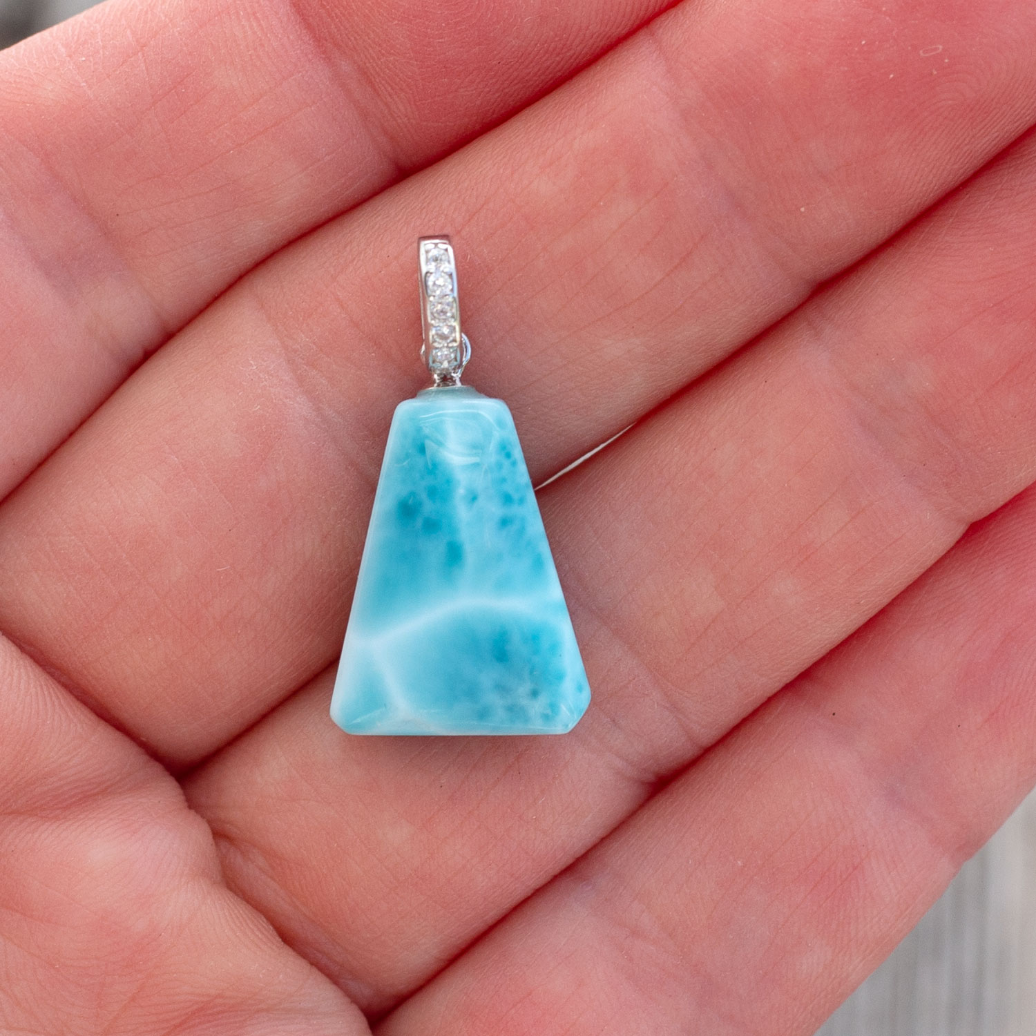 Larimar Anhänger 18x12x6mm trapezförmig AAA beidseitig tragbar matrixfrei turtle pattern