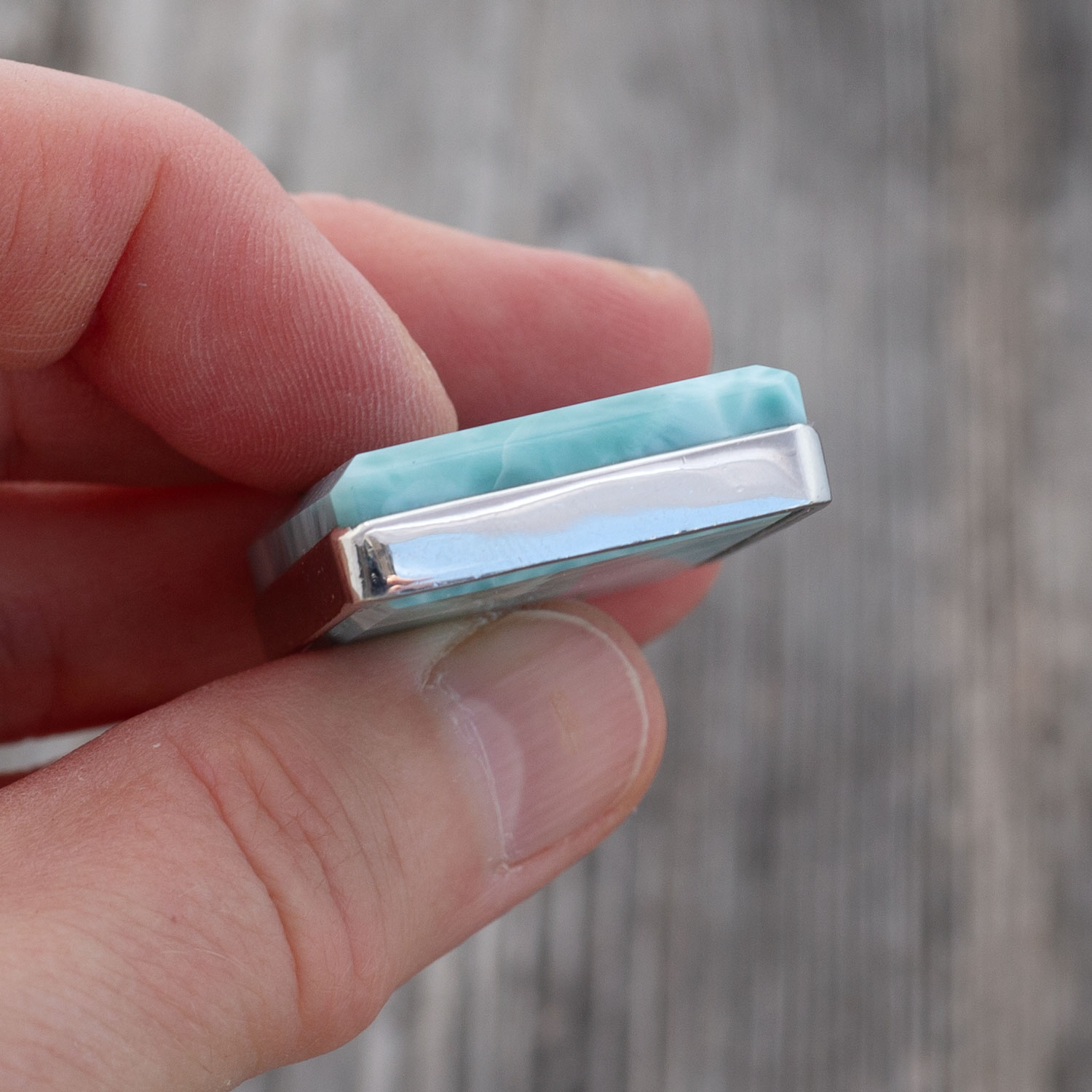 Larimar Anhänger 35x26x9mm rechteckig AAA+ auffallender großer Statement-Anhänger
