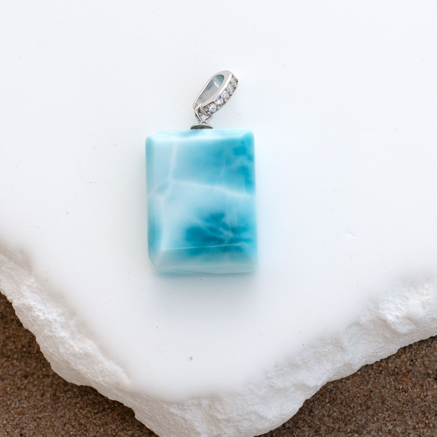 Larimar Anhänger 18x14x6,5mm rechteckig AAA matrixfrei turtle pattern