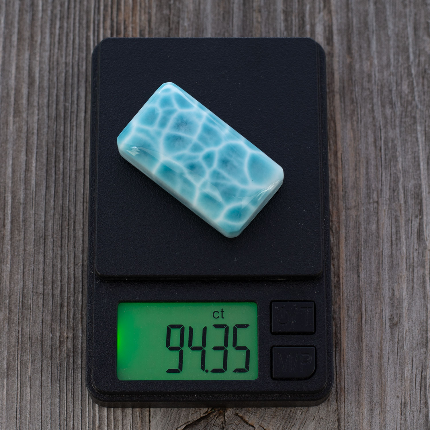 Larimar Cabochon 35x19,5x11mm rechteckig turtle pattern AAA1 matrixfrei Sammlerstück