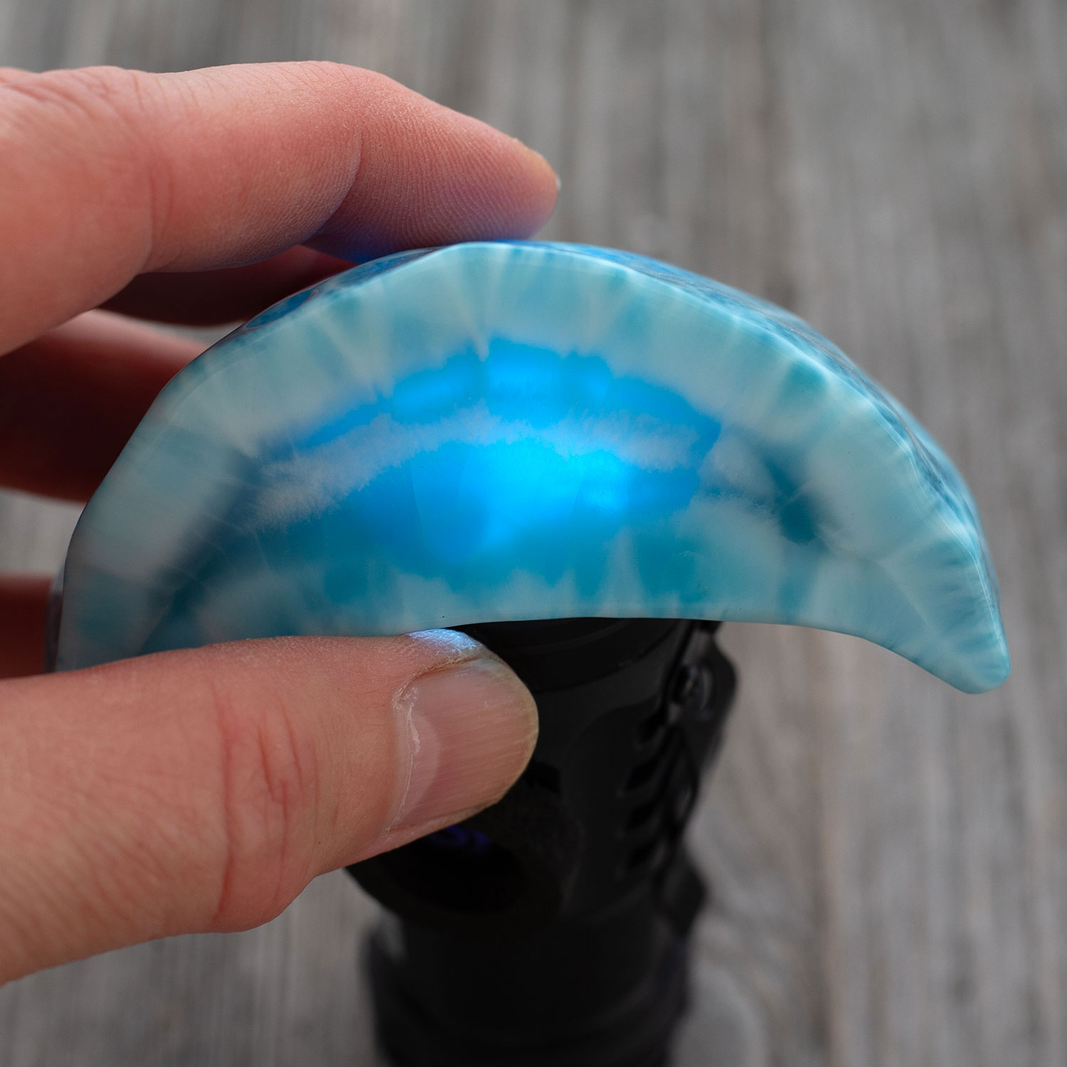Larimar Freiform Krone ca.79x42x28mm AAA+ matrixfrei turtle pattern Rarität Sammlerstück