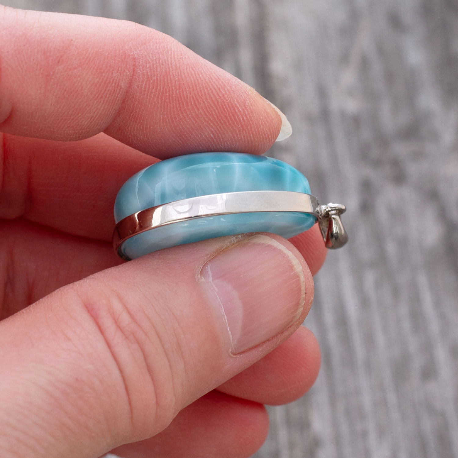Larimar Anhänger 26x21x11mm Tropfen superblue AAA1 matrixfrei turtle pattern