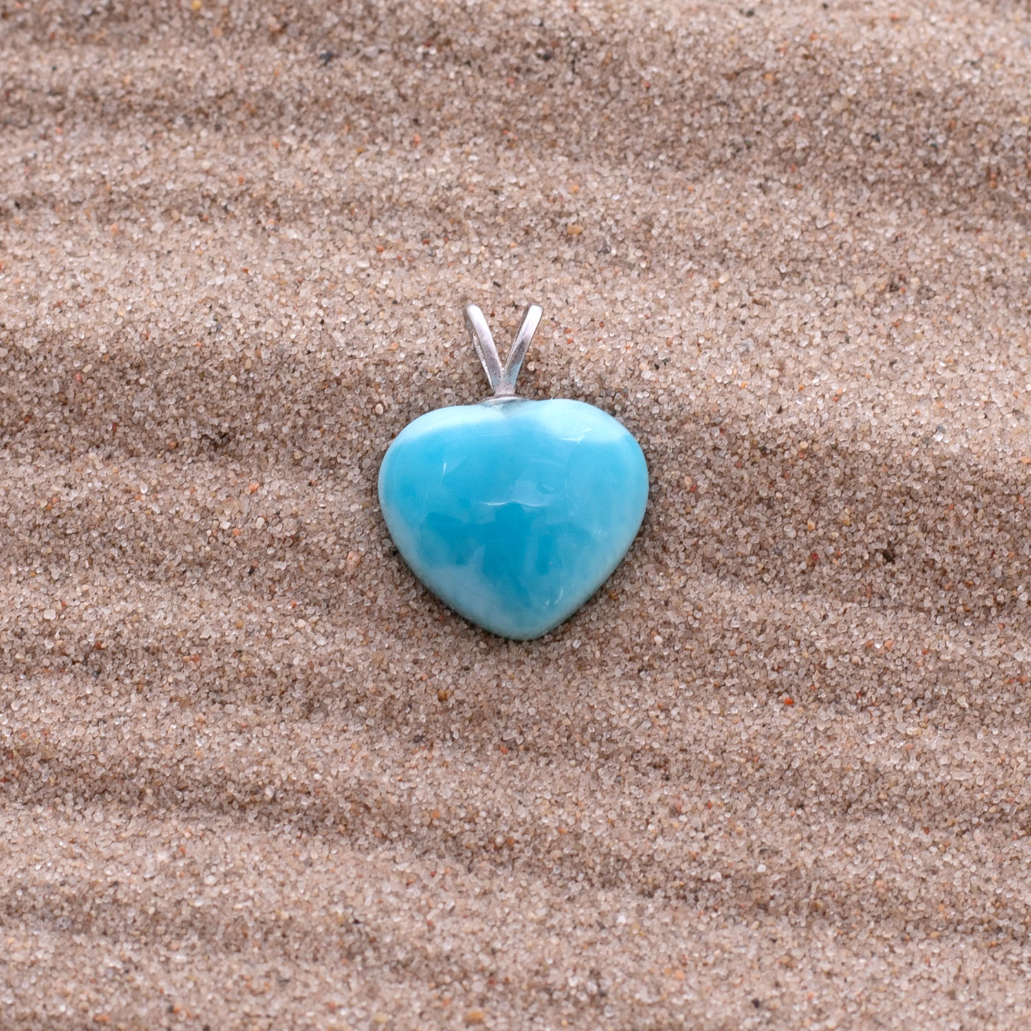 Larimar Anhänger XS 14x13x7mm Herz oceanblau AAA+ matrixfrei