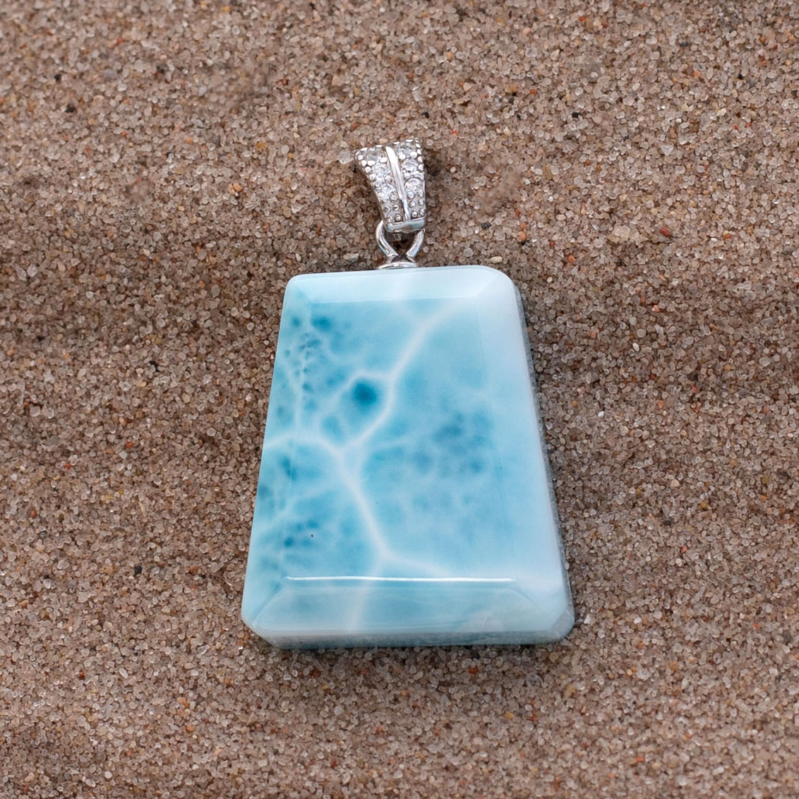 Larimar Anhänger 21x18x7mm trapezförmig AAA+ matrixfrei turtle pattern