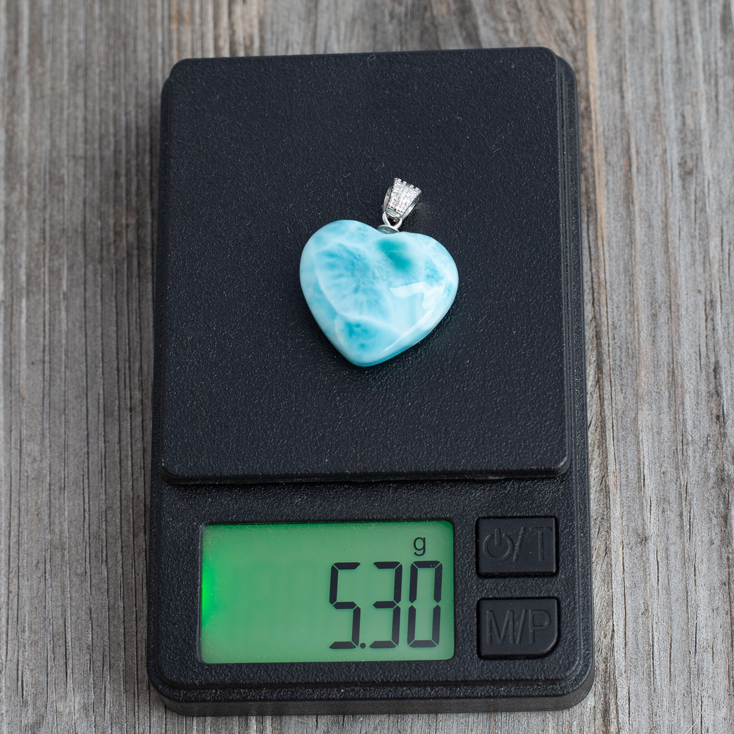 Larimar Anhänger 20x18x8mm herzförmig AAA matrixfrei
