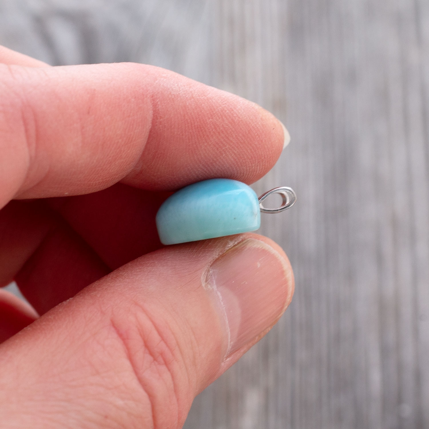 Larimar Anhänger XS 14x13x7mm Herz oceanblau AAA+ matrixfrei