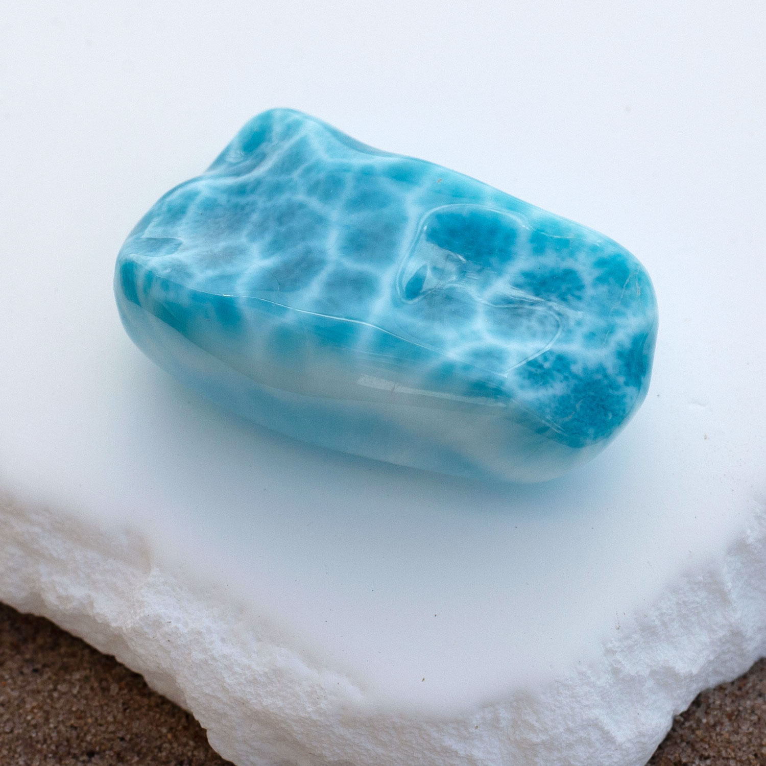 Larimar Freiform ca. 40x25x15mm AAA1 oceanblau matrixfrei Sammlerstück