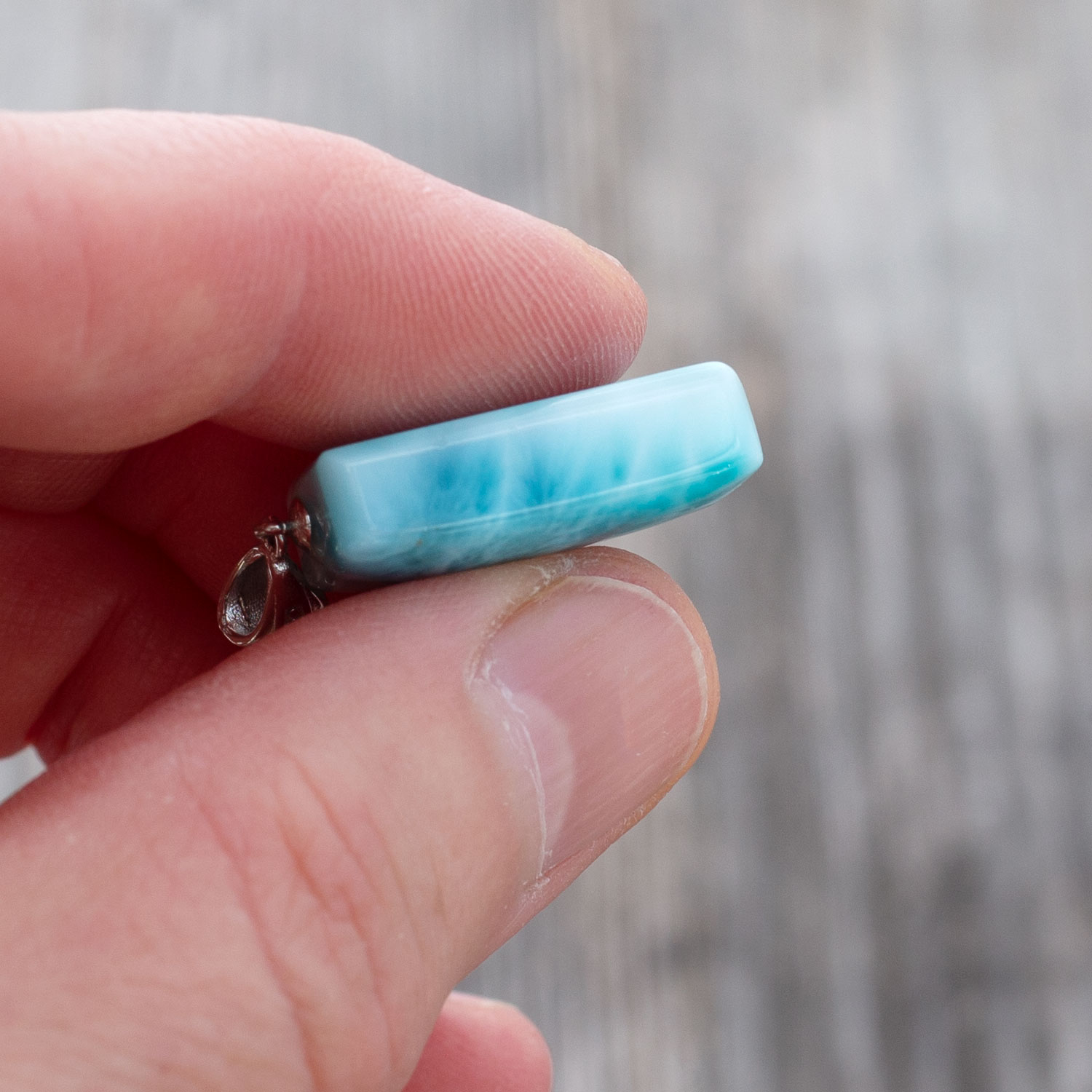 Larimar Anhänger 20x14x7mm rechteckig AAA+ matrixfrei
