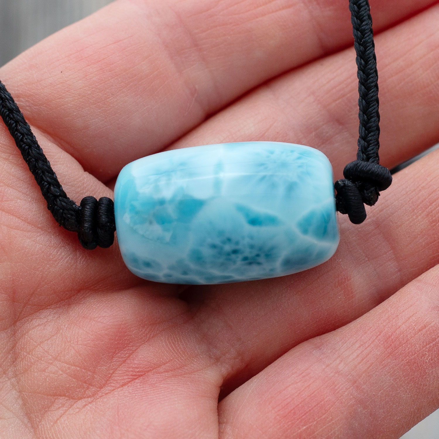 Larimar Barrel Bead 27x17mm Anhänger AAA matrixfrei Fassperle