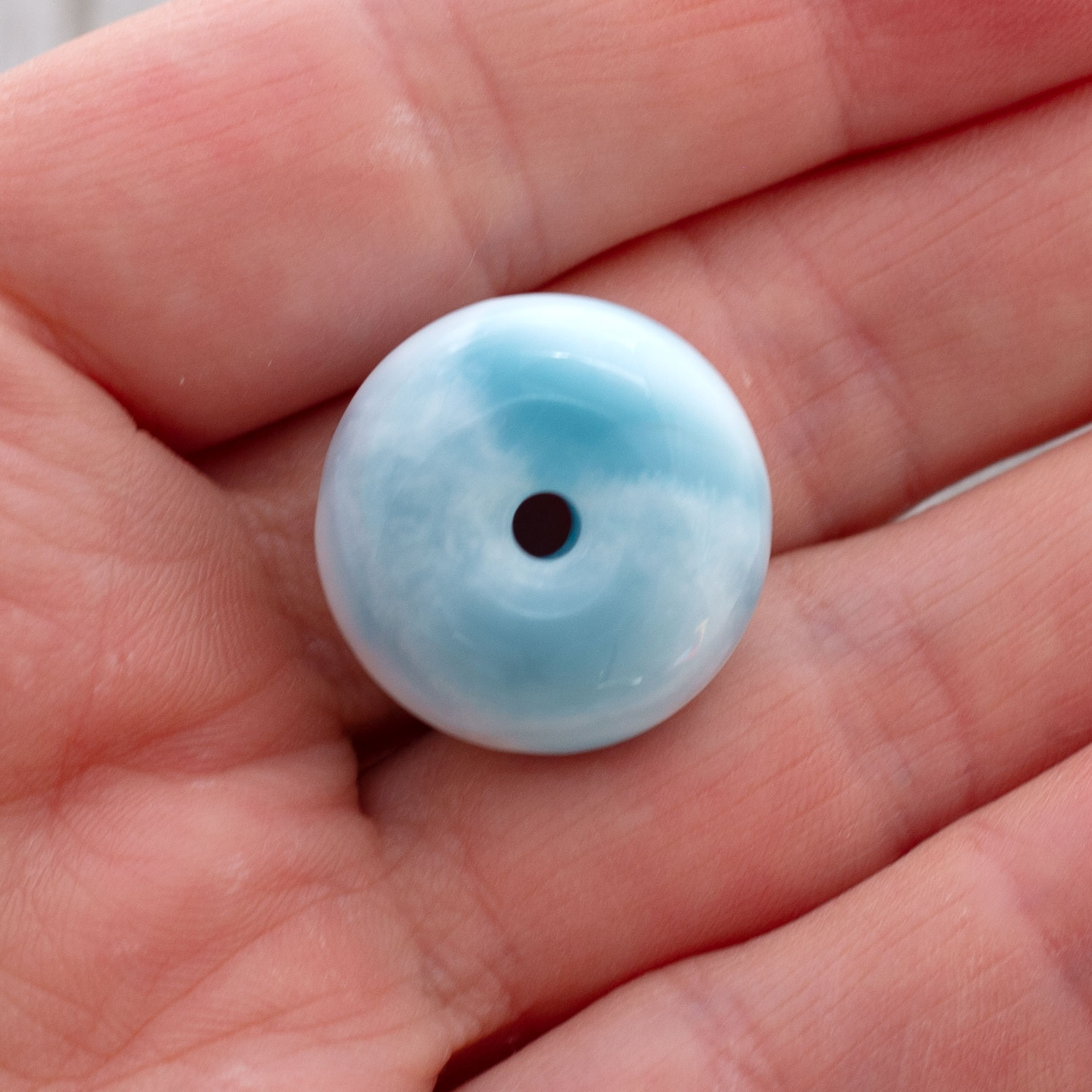Larimar Donut 22x10mm turtle pattern AAA+ matrixfrei