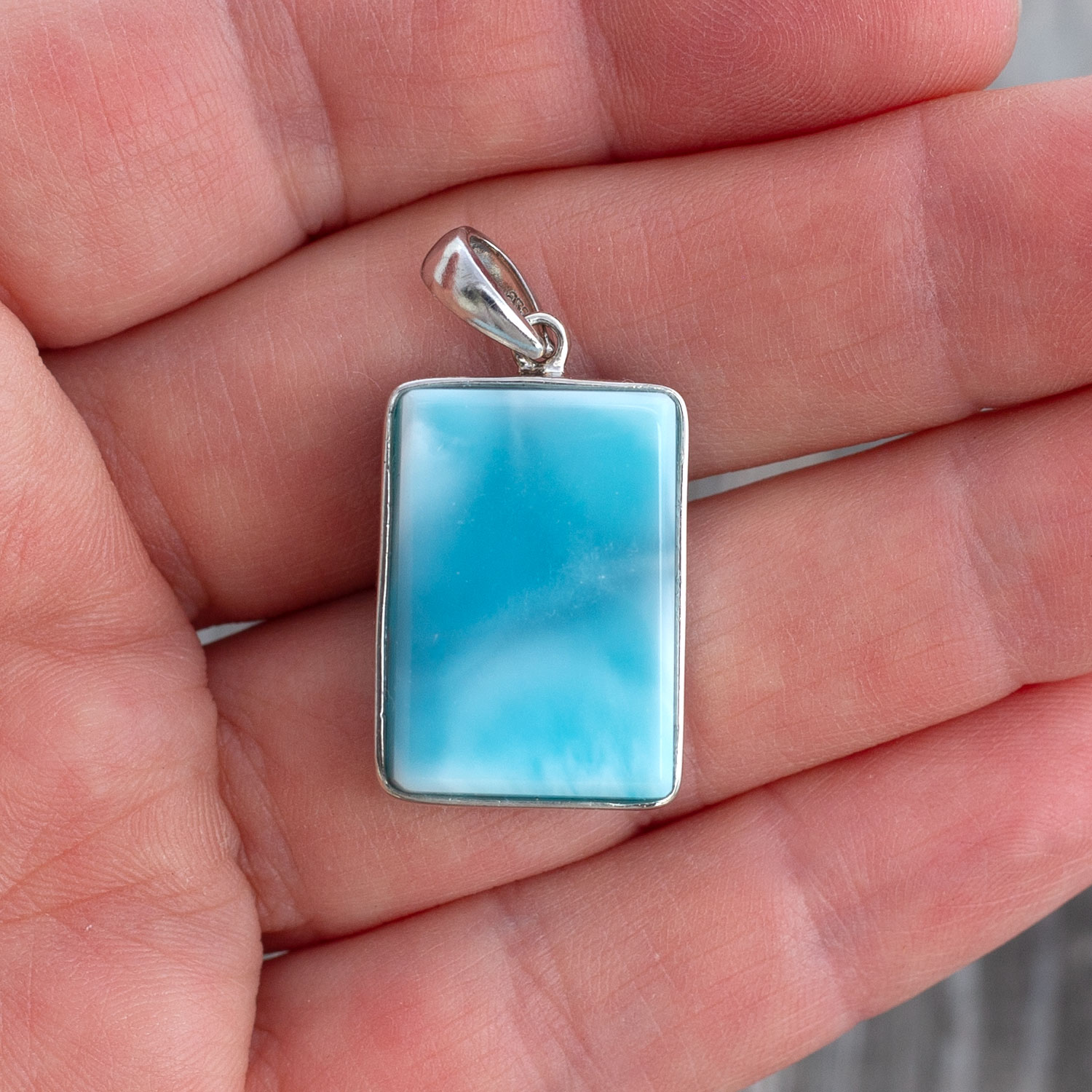 Larimar Anhänger 22x15x8mm rechteckig AAA+ turtle pattern