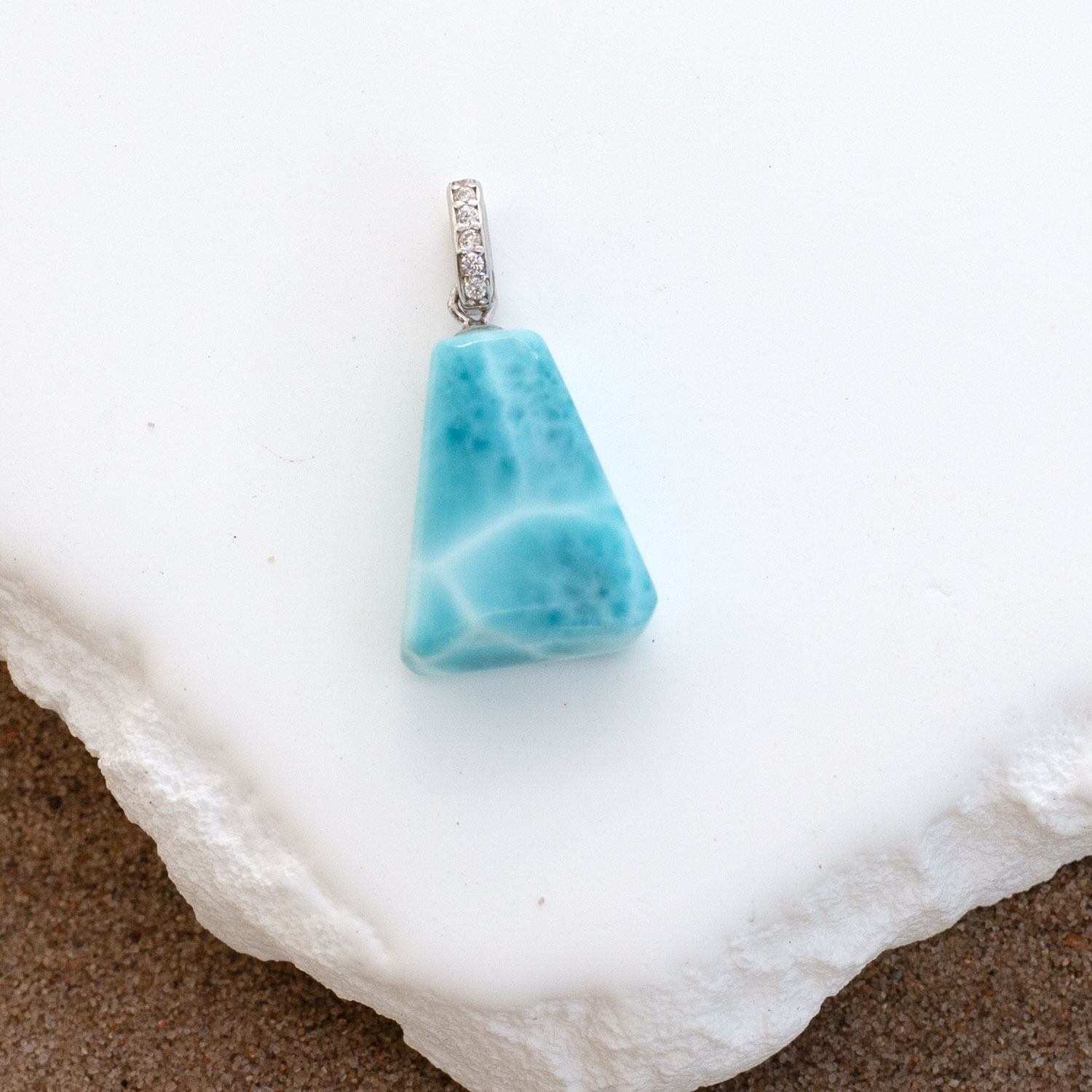 Larimar Anhänger 18x12x6mm trapezförmig AAA beidseitig tragbar matrixfrei turtle pattern
