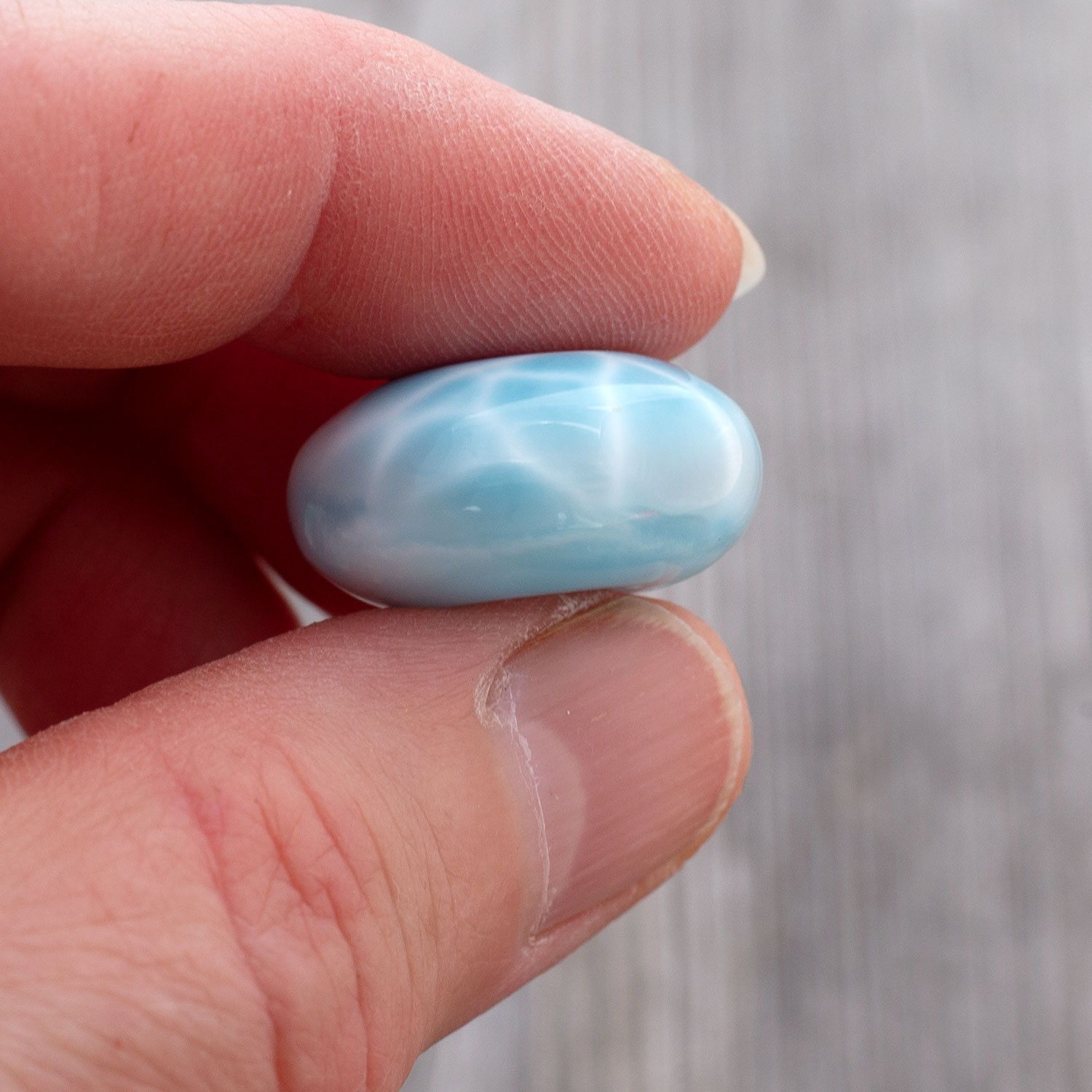 Larimar Donut 22x10mm turtle pattern AAA+ matrixfrei