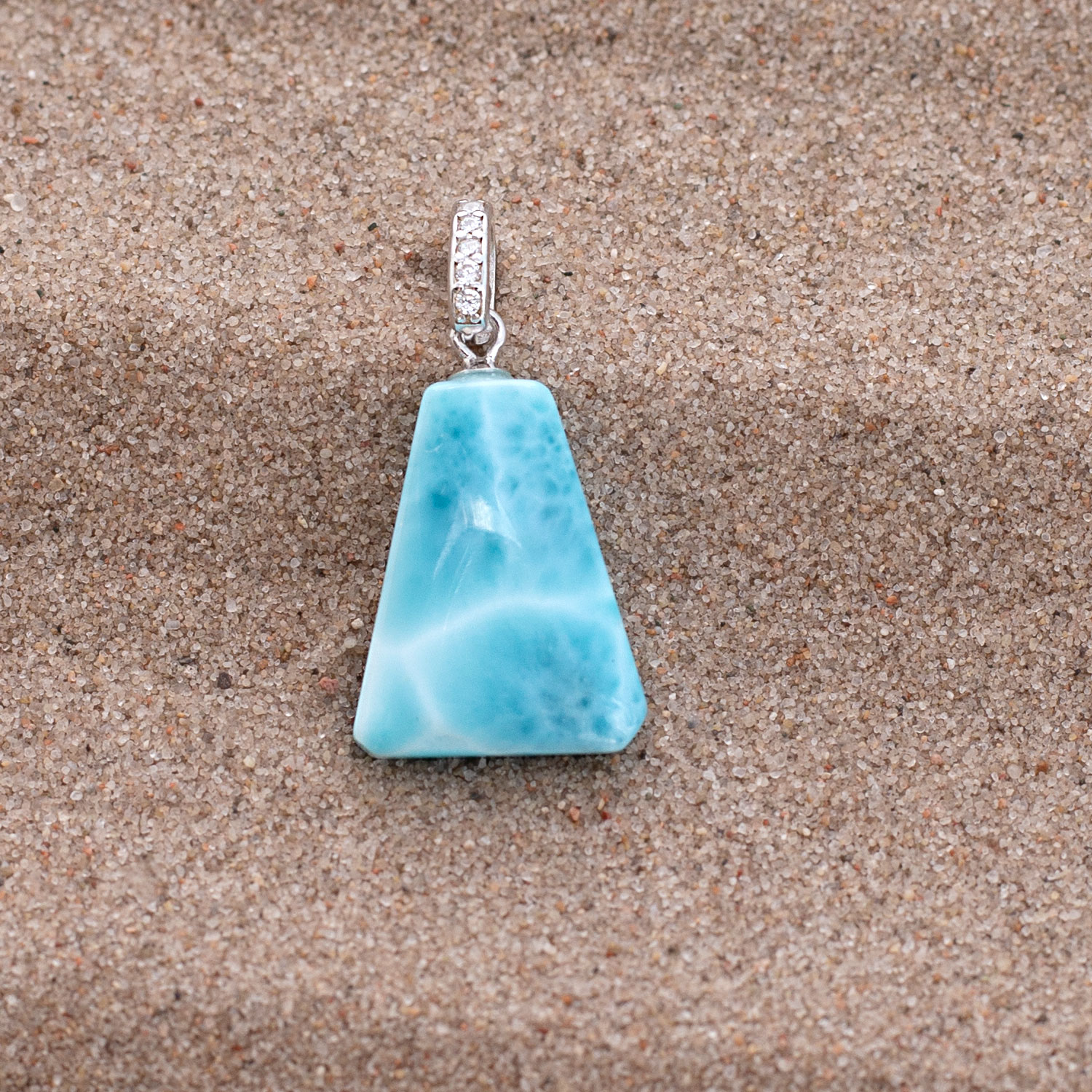 Larimar Anhänger 18x12x6mm trapezförmig AAA beidseitig tragbar matrixfrei turtle pattern