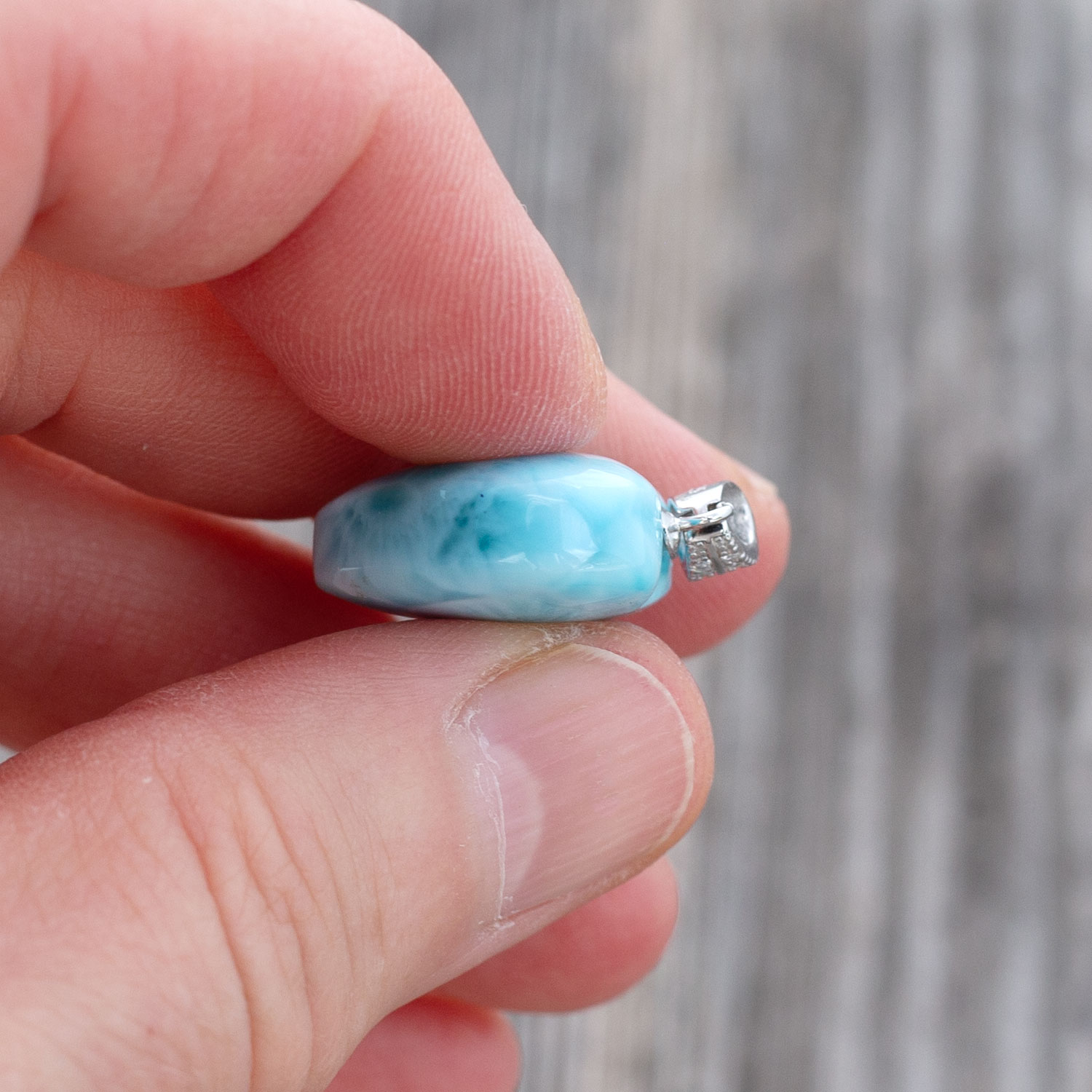 Larimar Anhänger 20x18x8mm herzförmig AAA matrixfrei