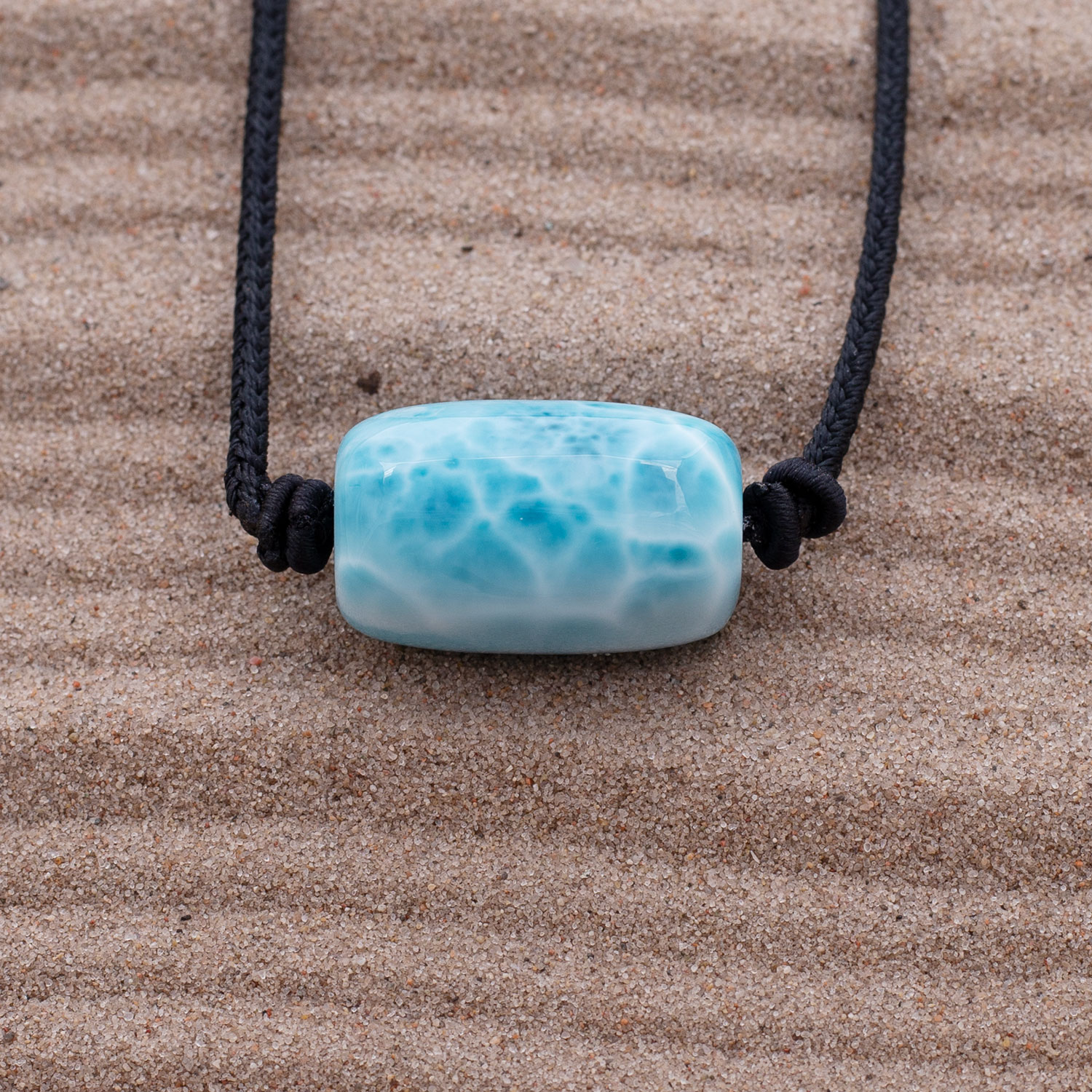 Larimar Barrel Bead 27x17mm Anhänger AAA matrixfrei Fassperle