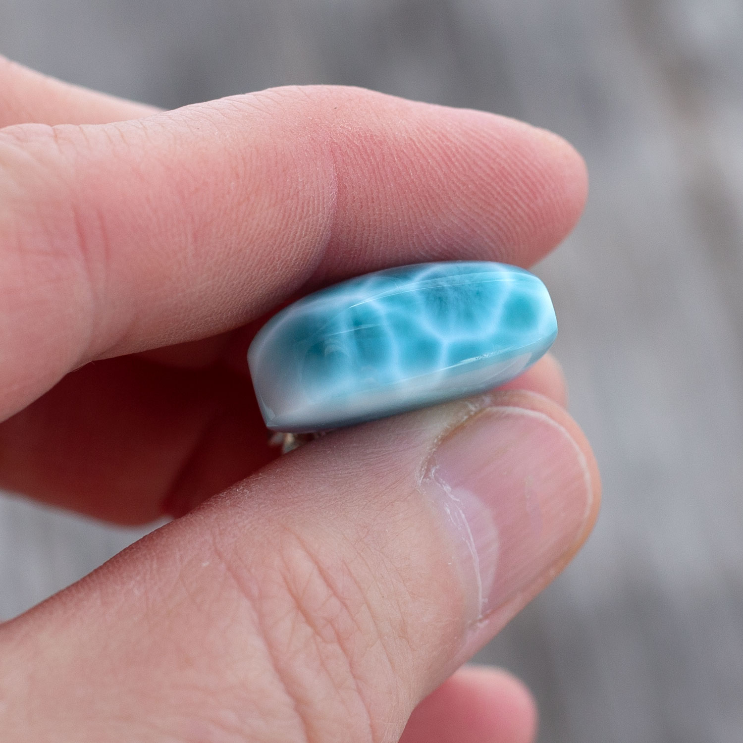 Larimar Anhänger 24x20x10mm Herz tiefblau AAA+ matrixfrei turtle pattern